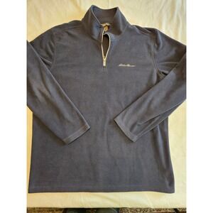 Eddie Bauer Mens Fleece Quarter Zip Pullover Long Sleeve Gray Size Large